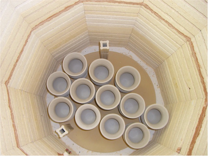Loading kiln with greenware chalices